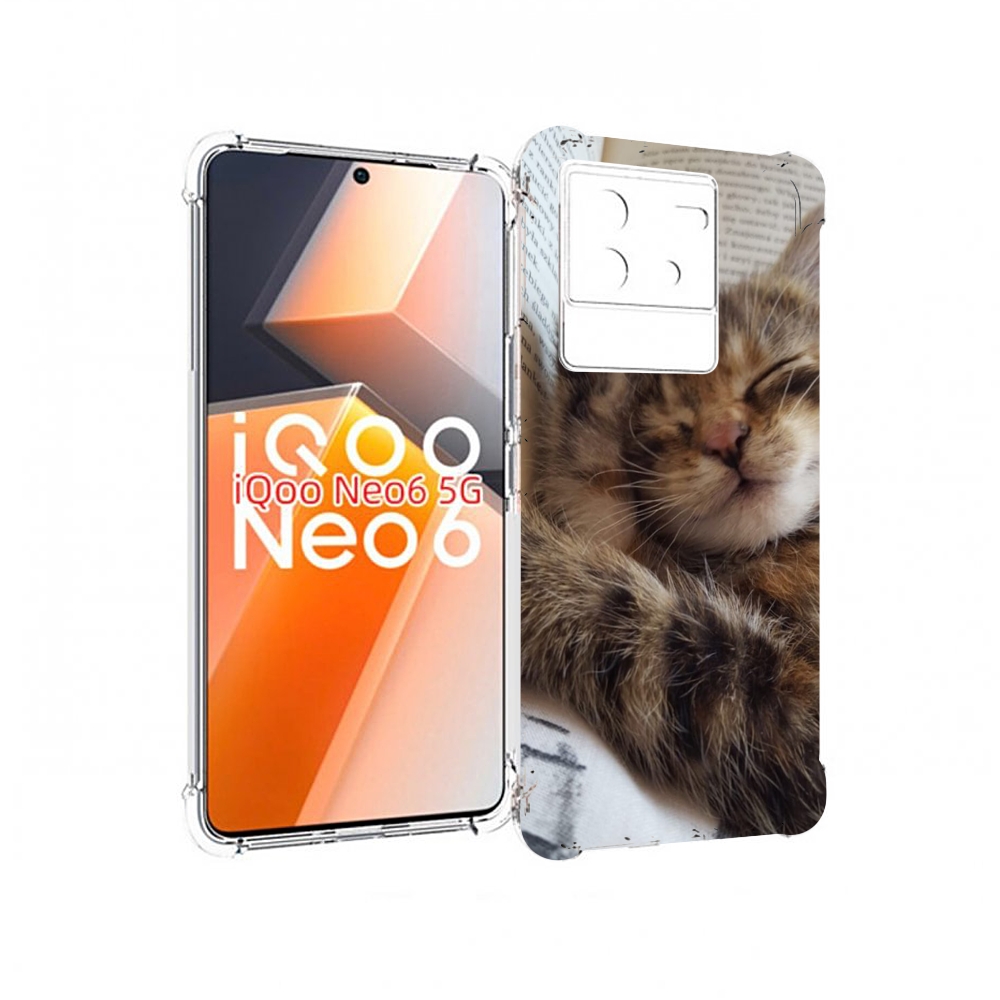 

Чехол MyPads Спящий-котенок для Vivo iQoo Neo 6 5G, Прозрачный, Tocco