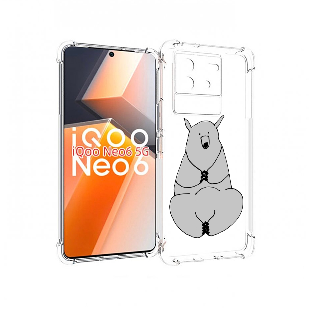 

Чехол MyPads Серый медведь для Vivo iQoo Neo 6 5G, Прозрачный, Tocco