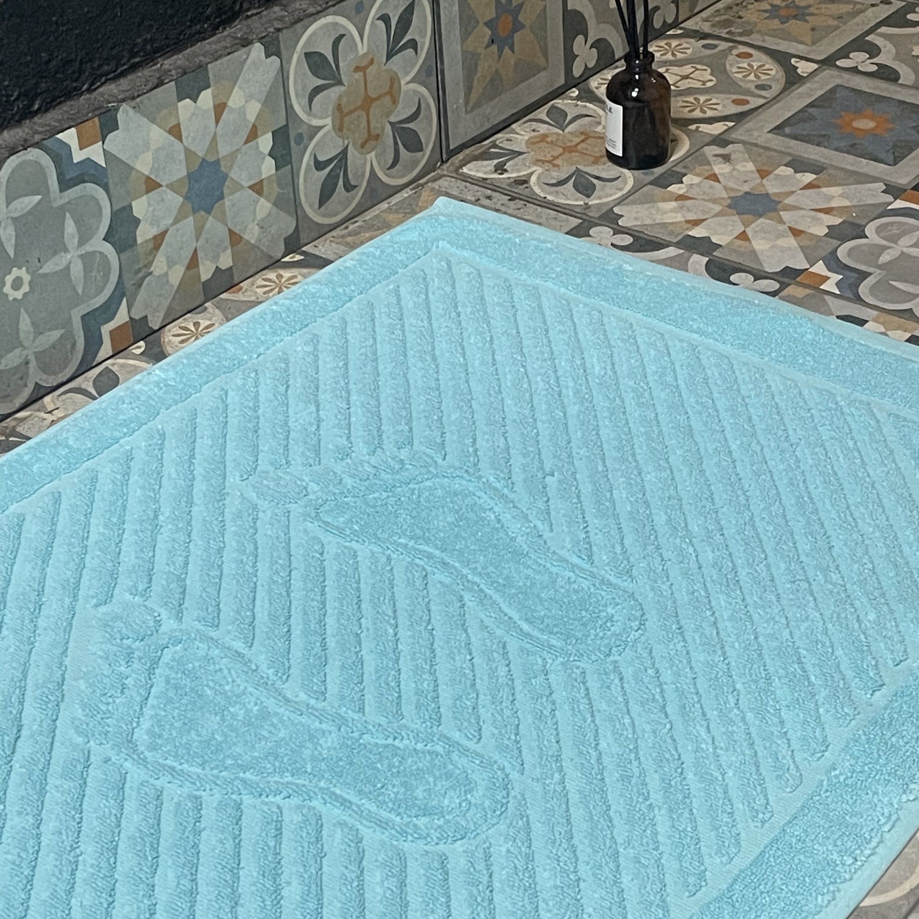

Полотенце-коврик махровое для ног TM TEXTILE 50x70 бирюзовый 37, 1шт.,плотность 700, Н37