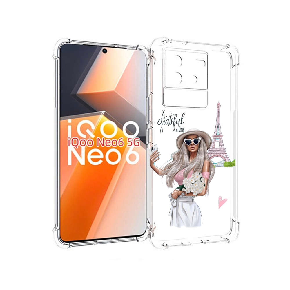 

Чехол MyPads Селфи-в-Париже женский для Vivo iQoo Neo 6 5G, Прозрачный, Tocco