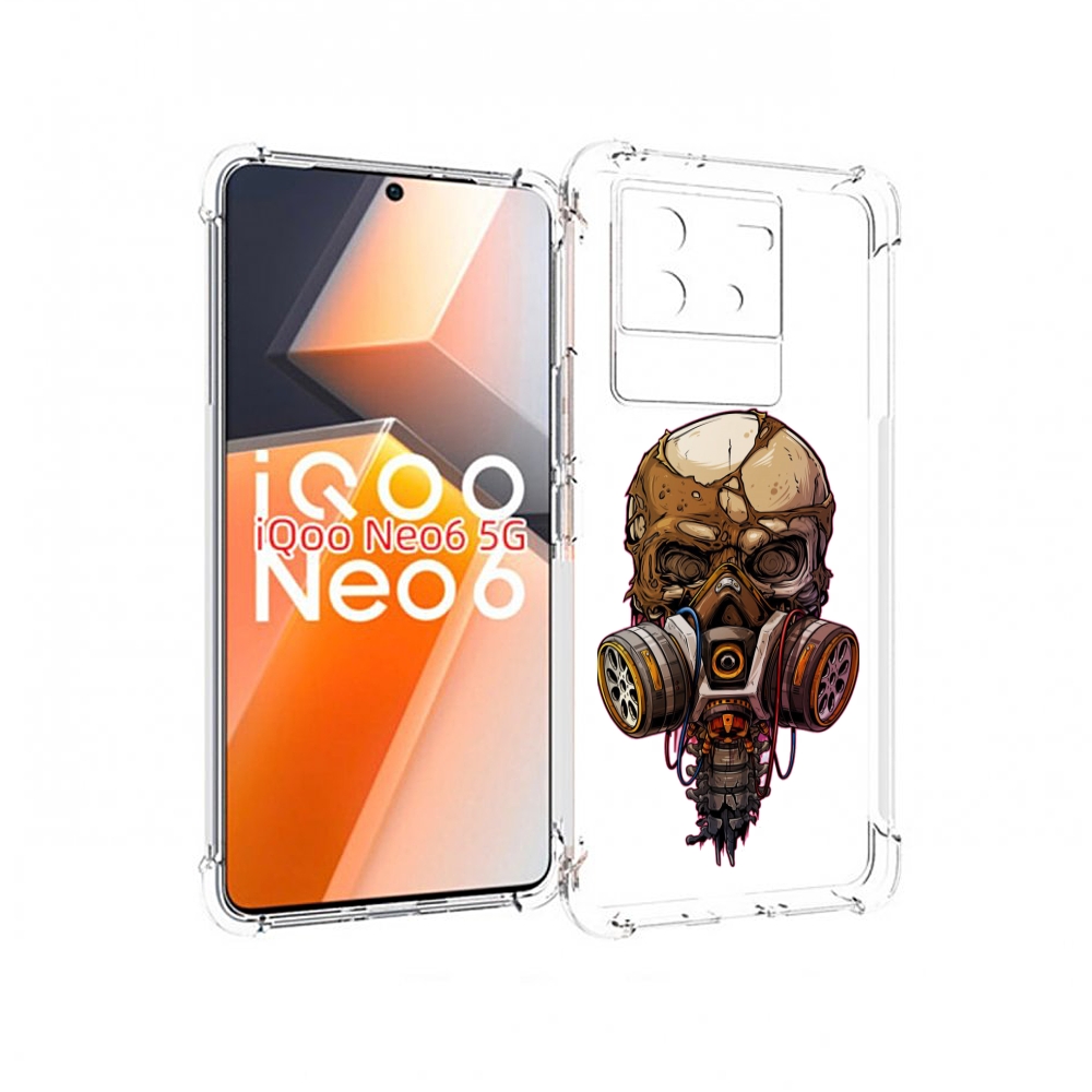 

Чехол MyPads Подробный красочный человеческий череп с противогазом для Vivo iQoo Neo 6 5G, Прозрачный, Tocco