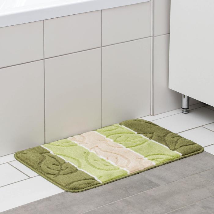 

Коврик для ванной Доляна «Листья», 38×58 см, цвет зелёный