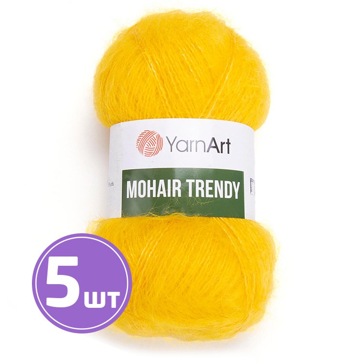

Пряжа YarnArt Mohair trendy Мохер тренди 136 канарейка 5 шт по 100 г, Желтый