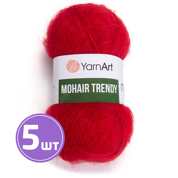 

Пряжа YarnArt Mohair trendy Мохер тренди 105 кармин 5 шт по 100 г, Красный