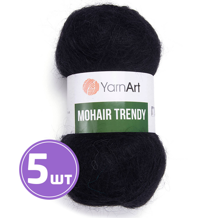 

Пряжа YarnArt Mohair trendy Мохер тренди 102 черный 5 шт по 100 г