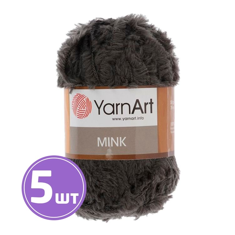 

Пряжа YarnArt Mink 343 темно-полевой 5 шт по 50 г, Серый
