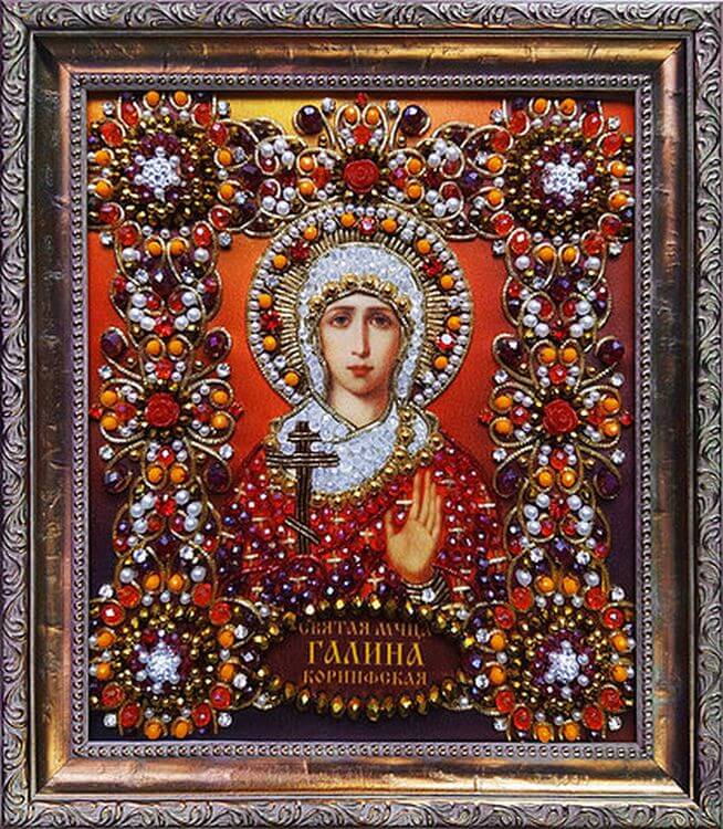 

Набор вышивки хрустальными камнями «Святая Галина»