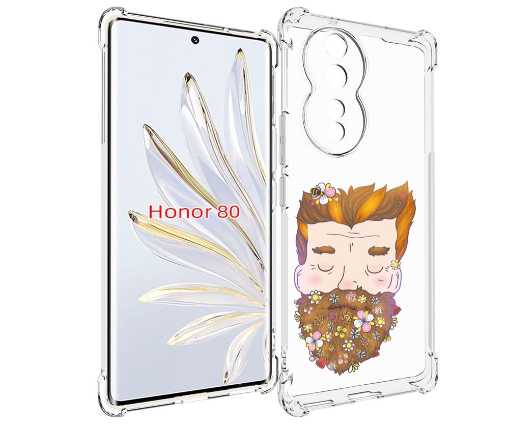 

Чехол MyPads мужчина с цветами в бороде для Honor 80, Прозрачный, Tocco