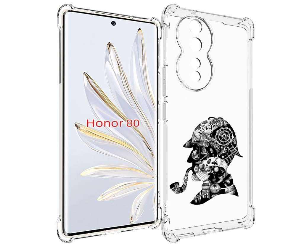 

Чехол MyPads мужчина с трубкой абстракция для Honor 80, Прозрачный, Tocco