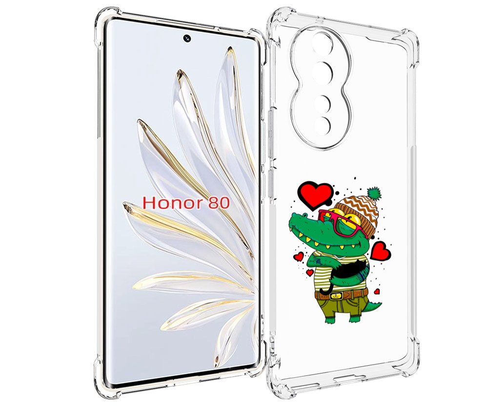 

Чехол MyPads Влюбленный крокодил для Honor 80, Прозрачный, Tocco