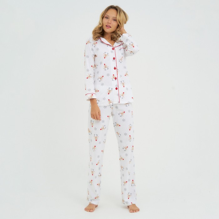 

Пижама женская KAFTAN Deers белая 54 RU, Белый, Deers