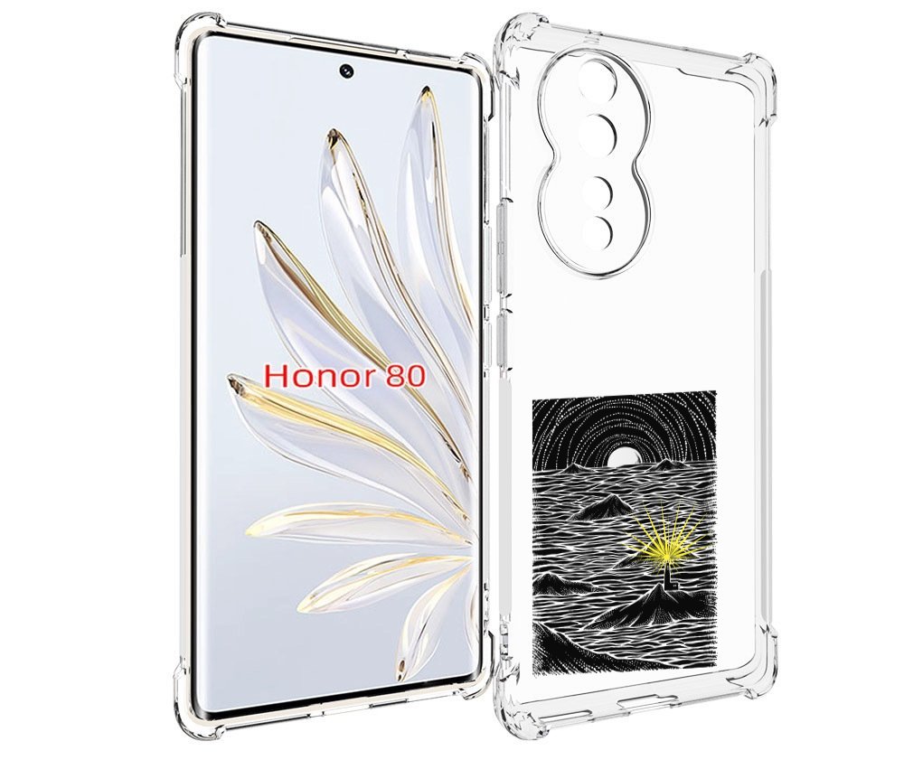 

Чехол MyPads маяк в черно белом море для Honor 80, Прозрачный, Tocco