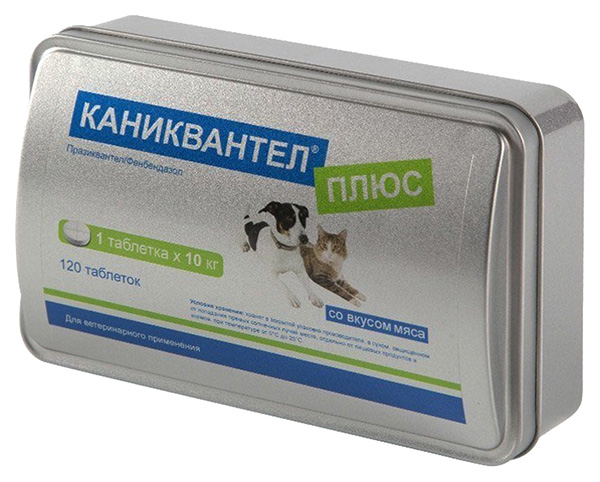 Каниквантел плюс Euracon антигельминтик для собак и кошек, 1 таблетка на 10 кг 120 шт