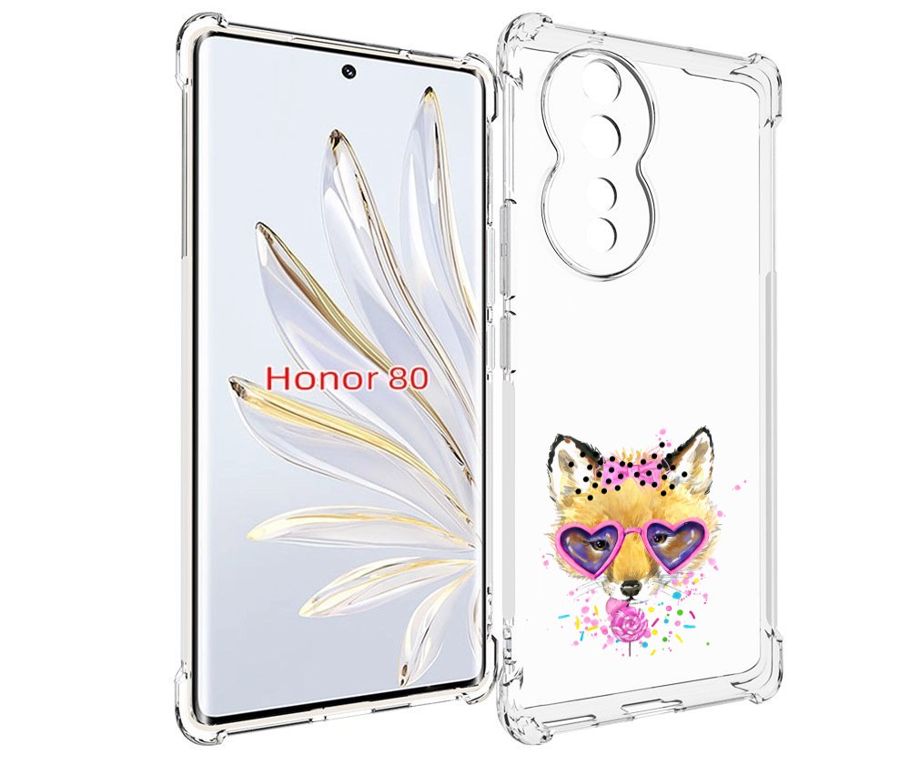 

Чехол MyPads лисенок с бантиком для Honor 80, Прозрачный, Tocco