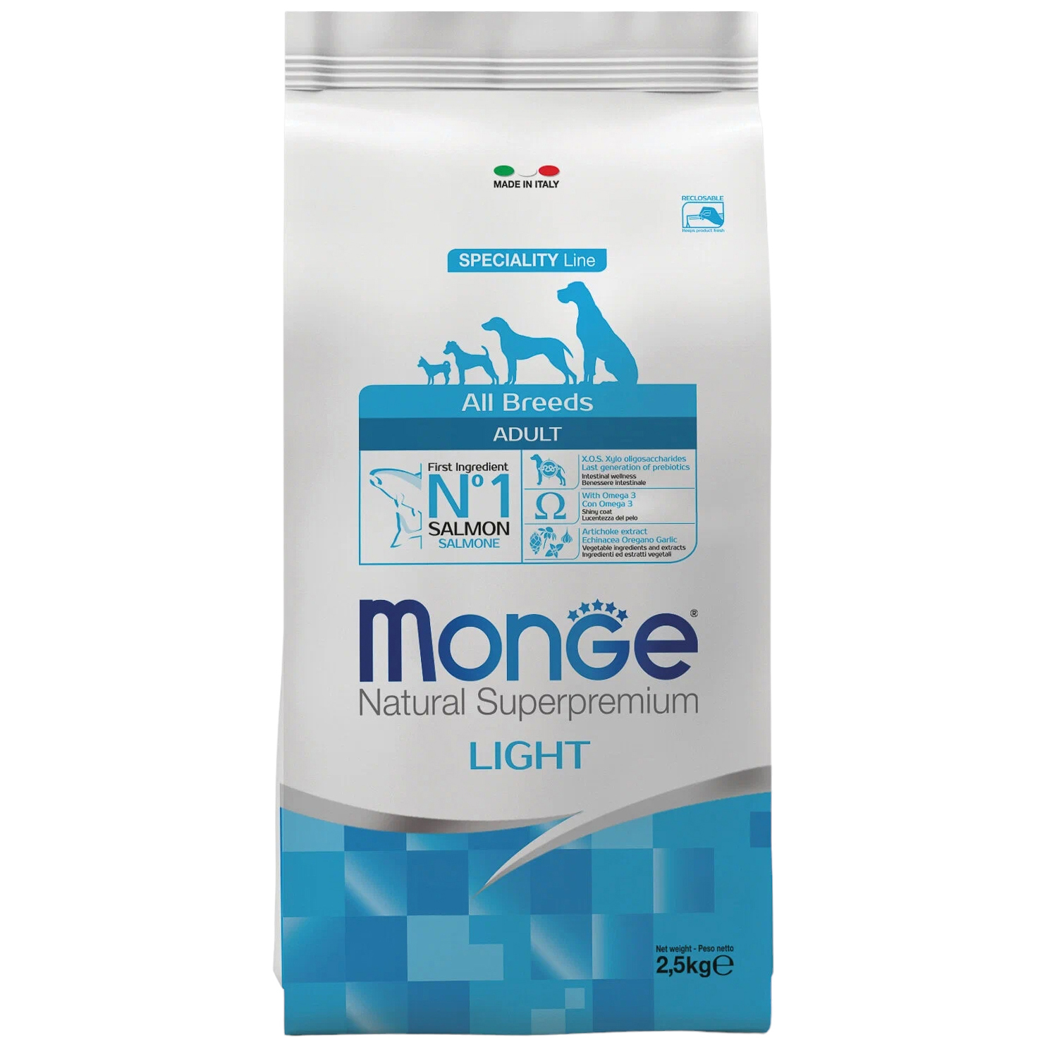 

Сухой корм для собак Dog Speciality Line Light, лосось с рисом, 2,5 кг