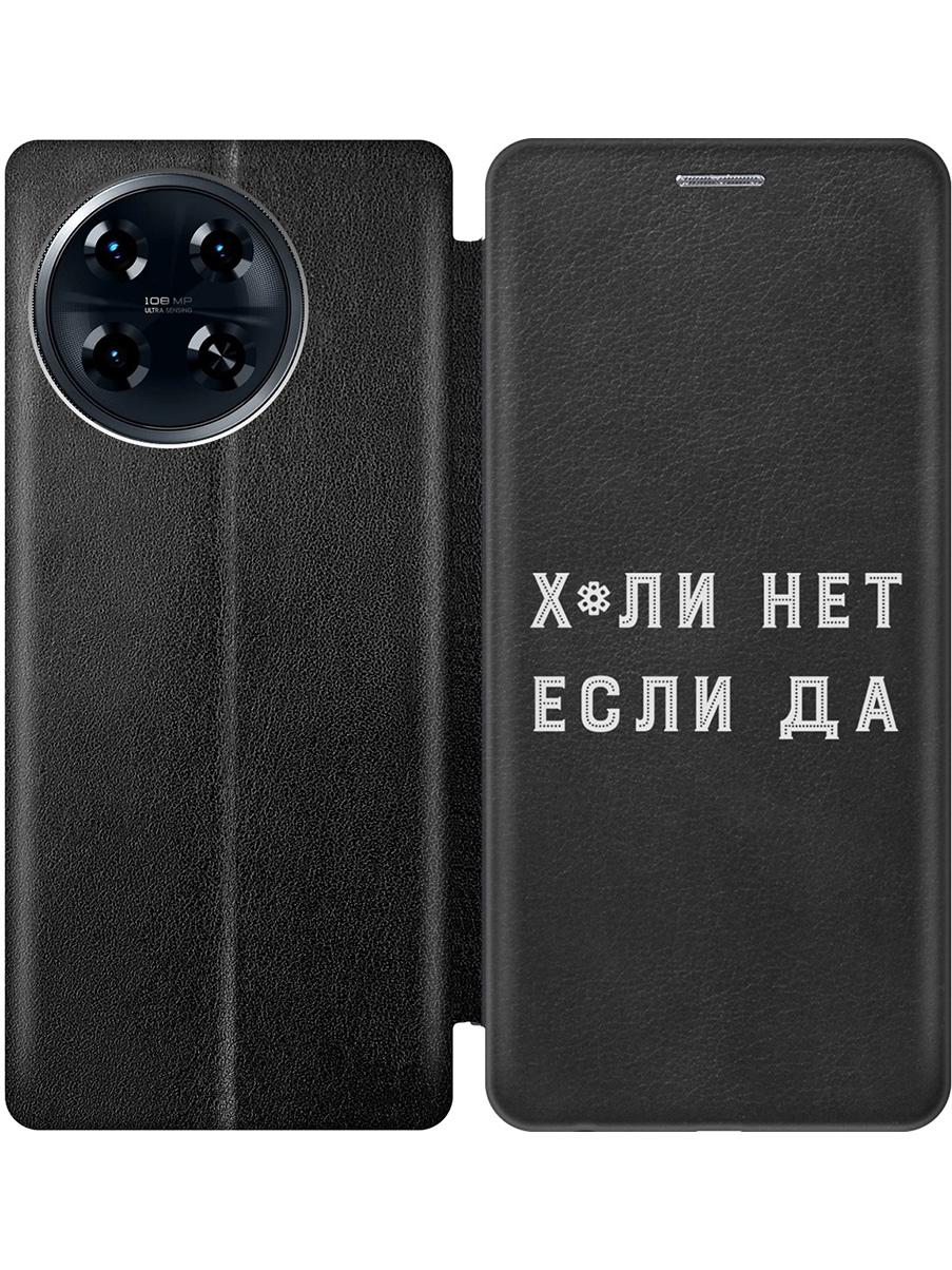 

Чехол-книжка на Tecno Spark 20 Pro+ с принтом "Почему нет" черный, 783985061