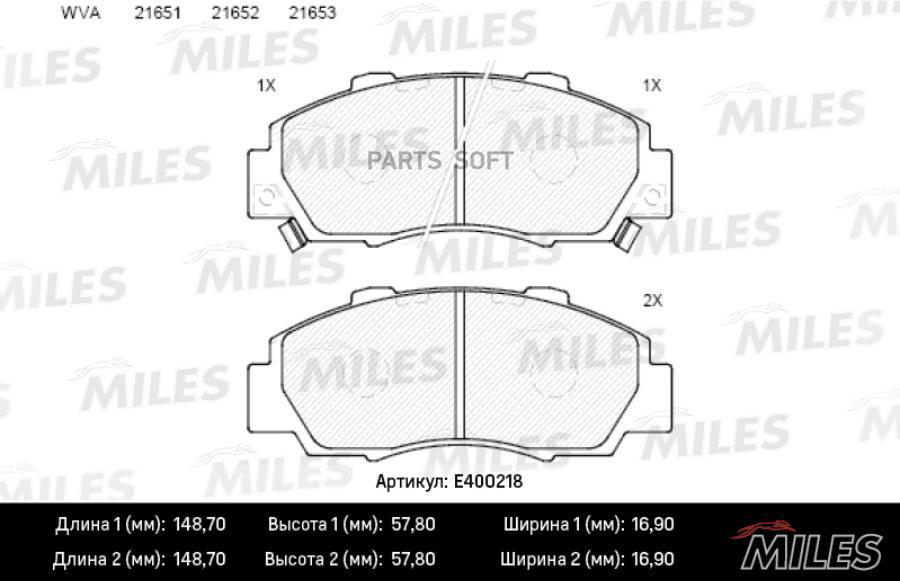 

Колодки Тормозные Honda Accord 91-98/Cr-V 95-02 Передние Miles арт. E400218
