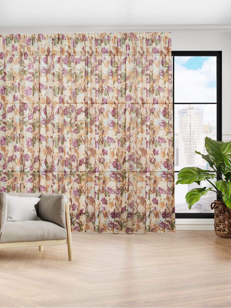 Штора PRIMETEX Тюль под лен 2806, 200х270 см, на ленте