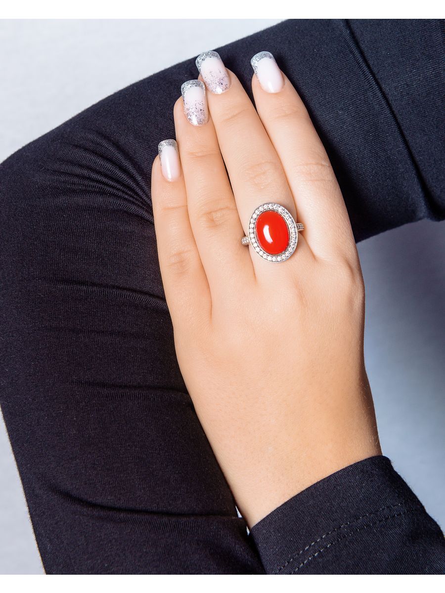 

Кольцо из серебра р. , L-Silver 162-КО-AR1494ZRC, коралл прессованный\фианит, 162-КО-AR1494ZRC