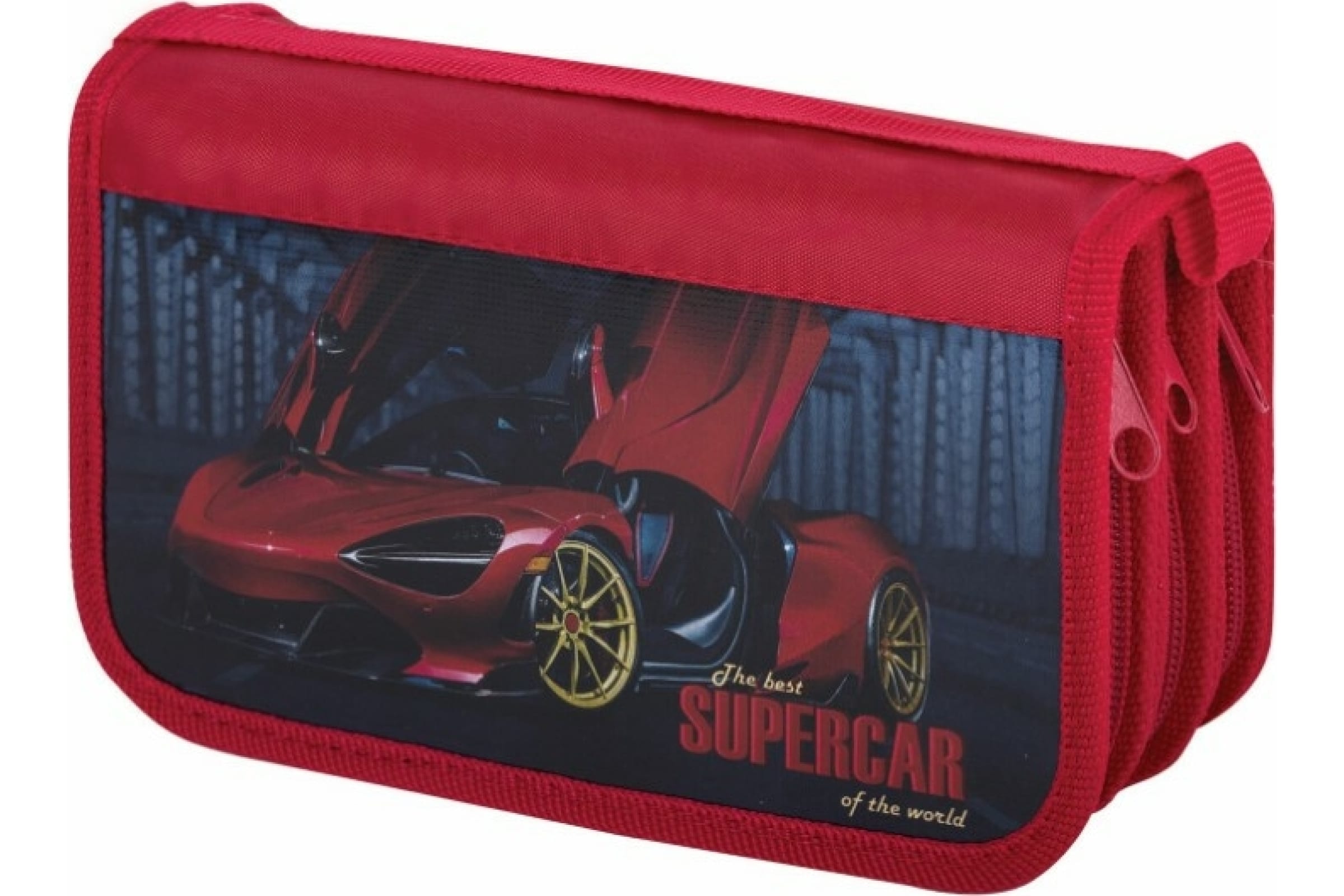 

Пенал ПИФАГОР, 3 отделения, ламинированный картон, 19х11 см, "Supercar", 270896