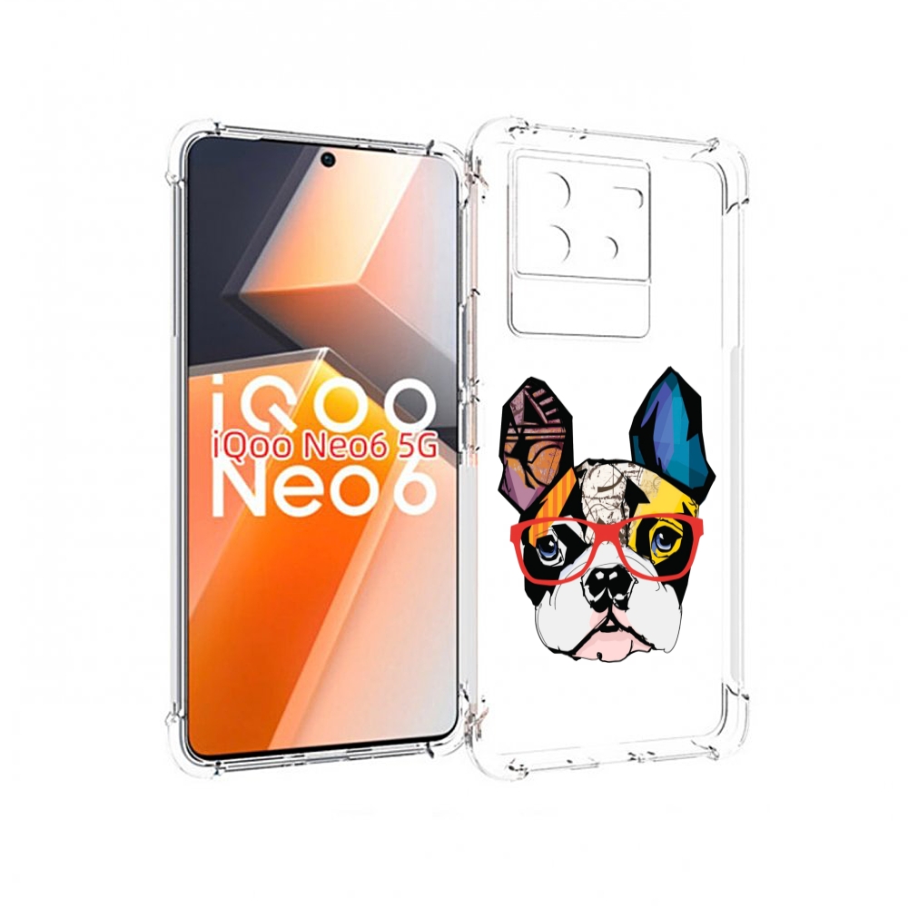 

Чехол MyPads Мопс-в-очках для Vivo iQoo Neo 6 5G, Прозрачный, Tocco