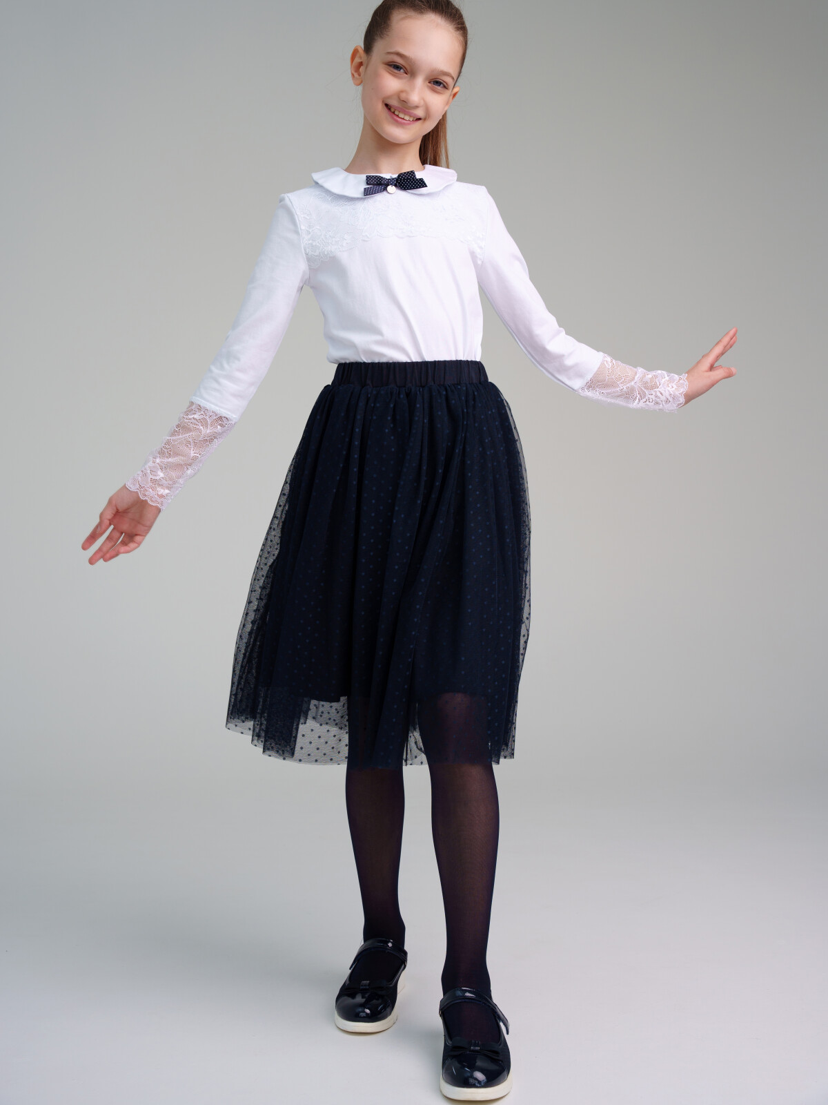 

Юбка трикотажная для девочек PlayToday, тёмно-синий, 134, 22327117