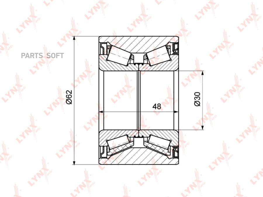 

LYNXAUTO WB1318 ПОДШИПНИК СТУПИЦЫ ЗАДНИЙ (48X30X62), LADA LARGUS 1.6 12-, RENAULT DUSTER 1