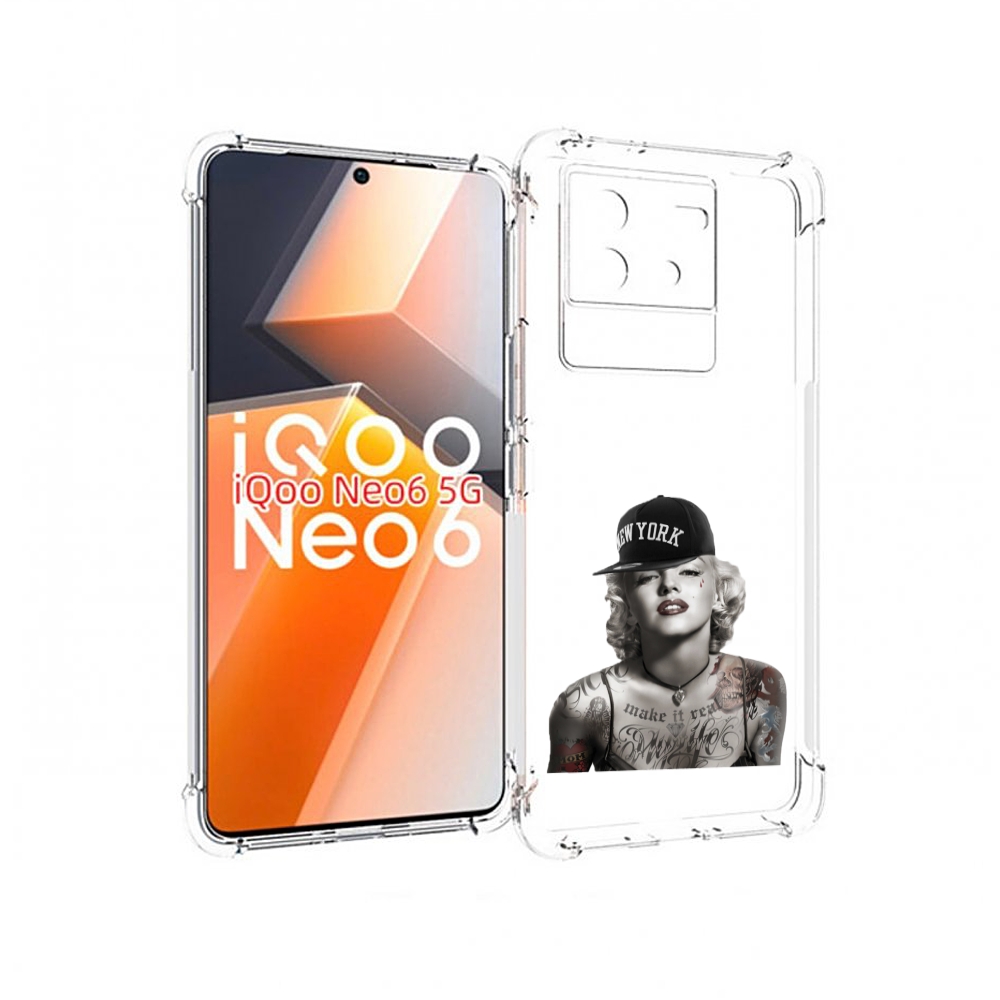 

Чехол MyPads Мерлин Монро с тату женский для Vivo iQoo Neo 6 5G, Прозрачный, Tocco
