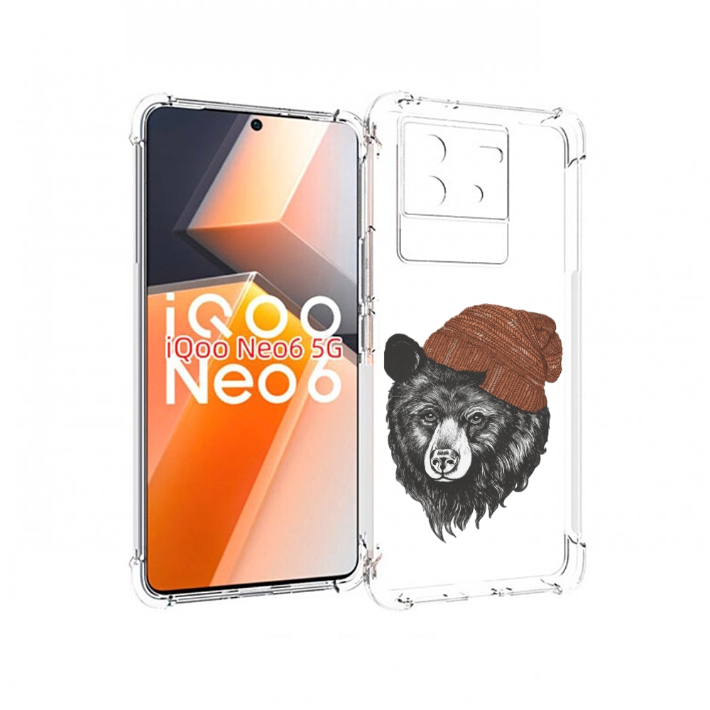 

Чехол MyPads Медведь в шапке 2 для Vivo iQoo Neo 6 5G, Прозрачный, Tocco
