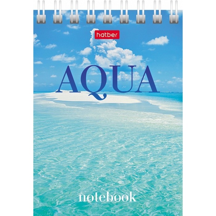 

Блокнот А7, 60 листов на гребне AQUA, обложка мелованный картон, блок офсет 65г/м2