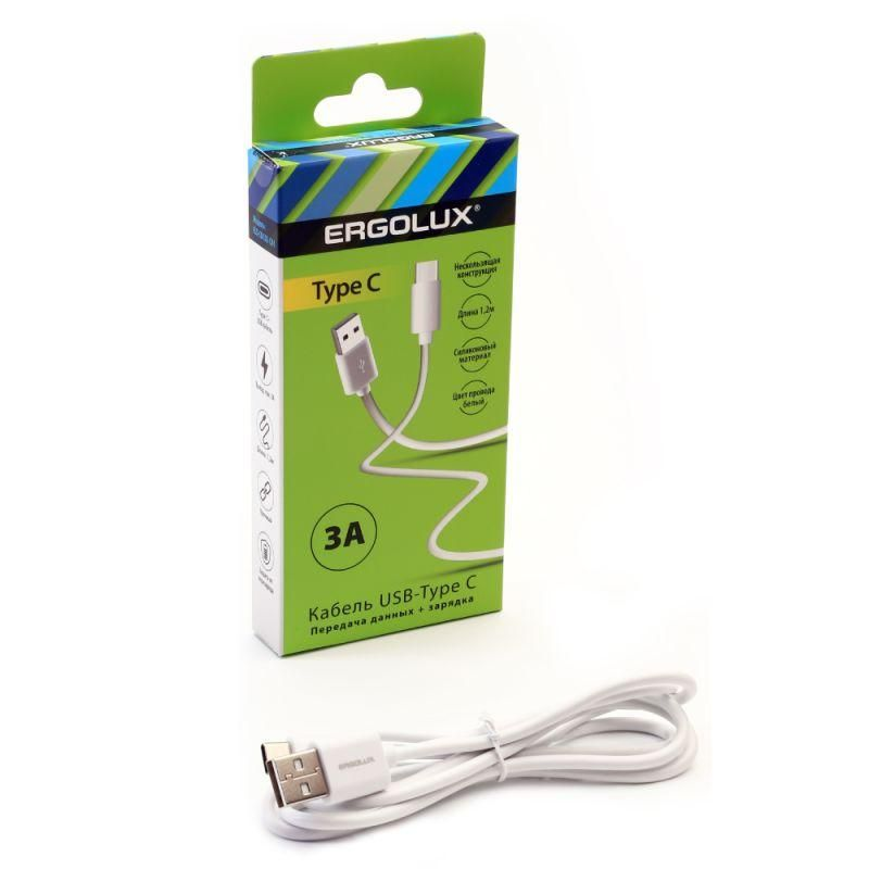 Кабель USB ELX-CDC02-C01 USB-Type C 3А 12м зарядкапередача данных коробка бел ERGOLUX 1 420₽