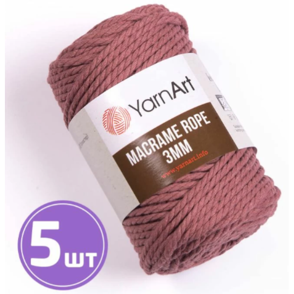 

Пряжа YarnArt Macrame rope 3 мм 792, клевер, 5 шт. по 250 г, Бордовый