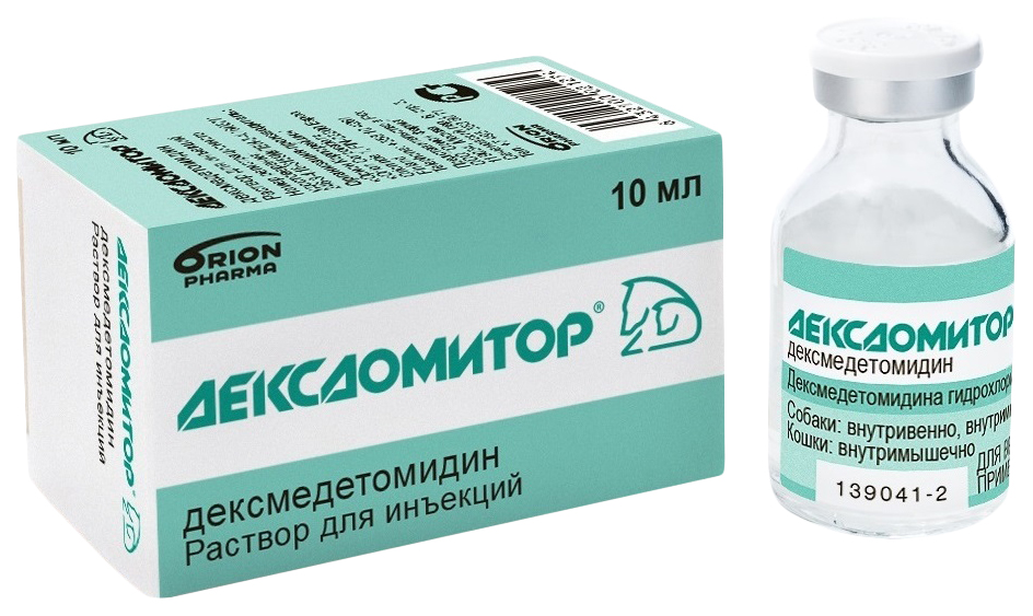 

Препарат для животных Дексдомитор раствор для инъекций 0,5 мг/мл флакон 10 мл