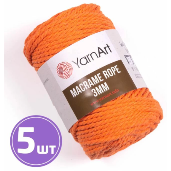 

Пряжа YarnArt Macrame rope 3 мм 770, абрикос, 5 шт. по 250 г, Оранжевый