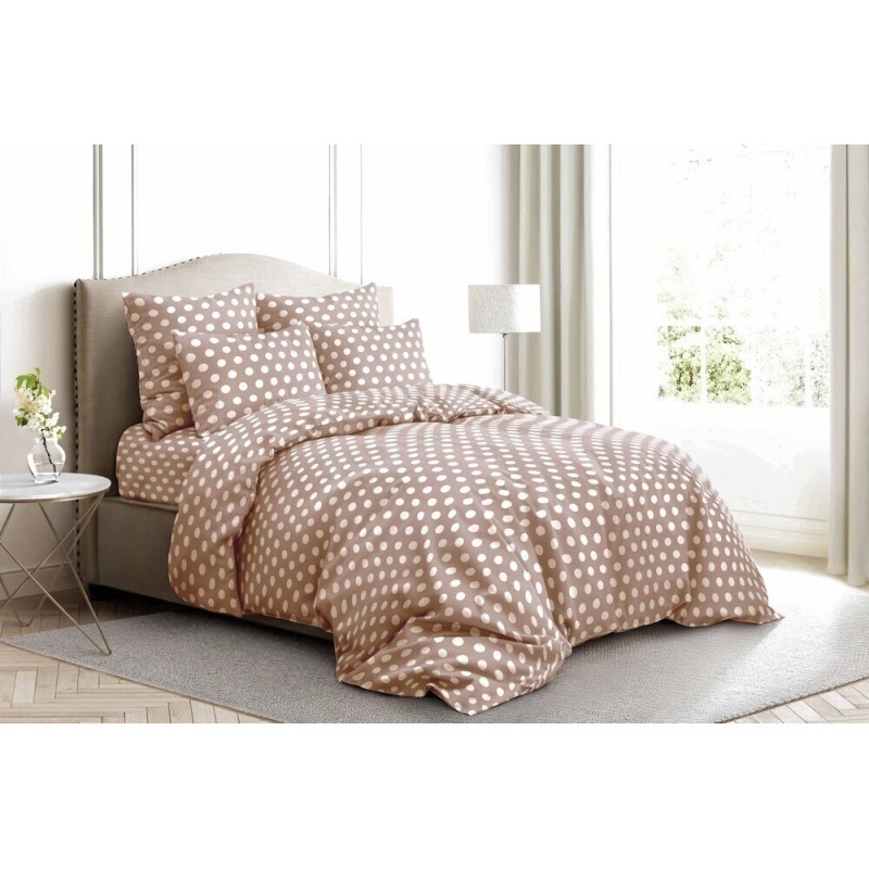 

Простыня Ночь Нежна Горох (коричн.) 7760-3 Поплин ЕВРО 220х200 полоса новая, Коричневый