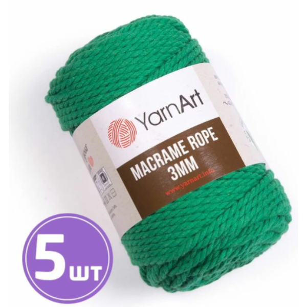 

Пряжа YarnArt Macrame rope 3 мм 759, зеленый, 5 шт. по 250 г