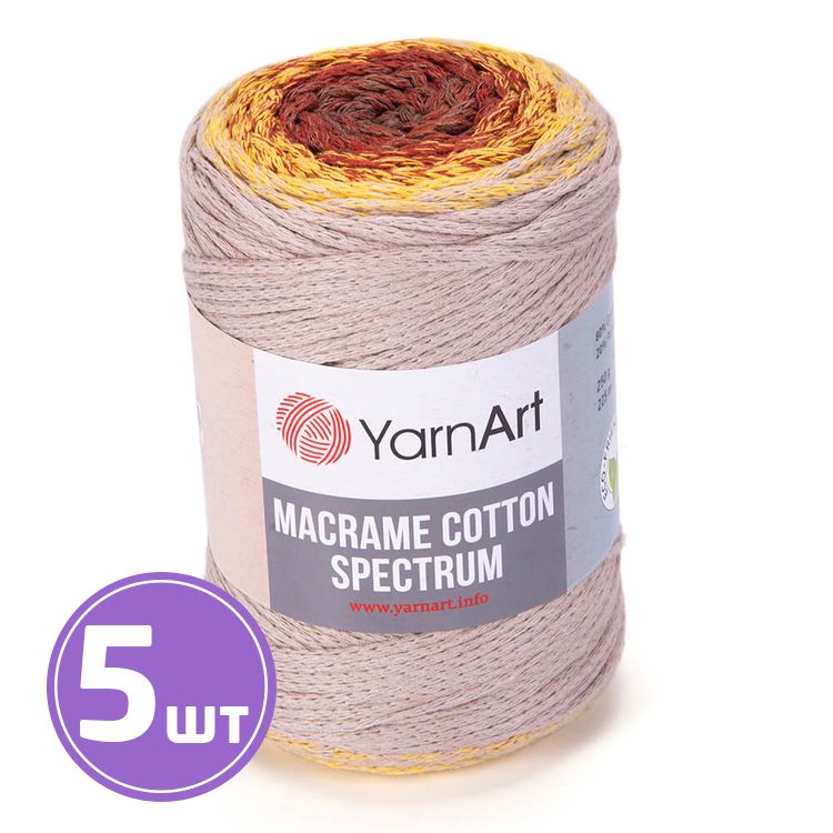 

Пряжа YarnArt Macrame cotton spectrum 1325 мультиколор 5 шт по 250 г, Разноцветный