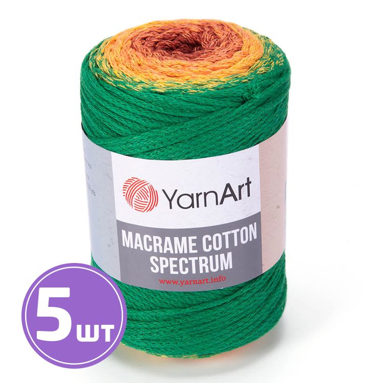 

Пряжа YarnArt Macrame cotton spectrum 1308 мультиколор 5 шт по 250 г, Разноцветный