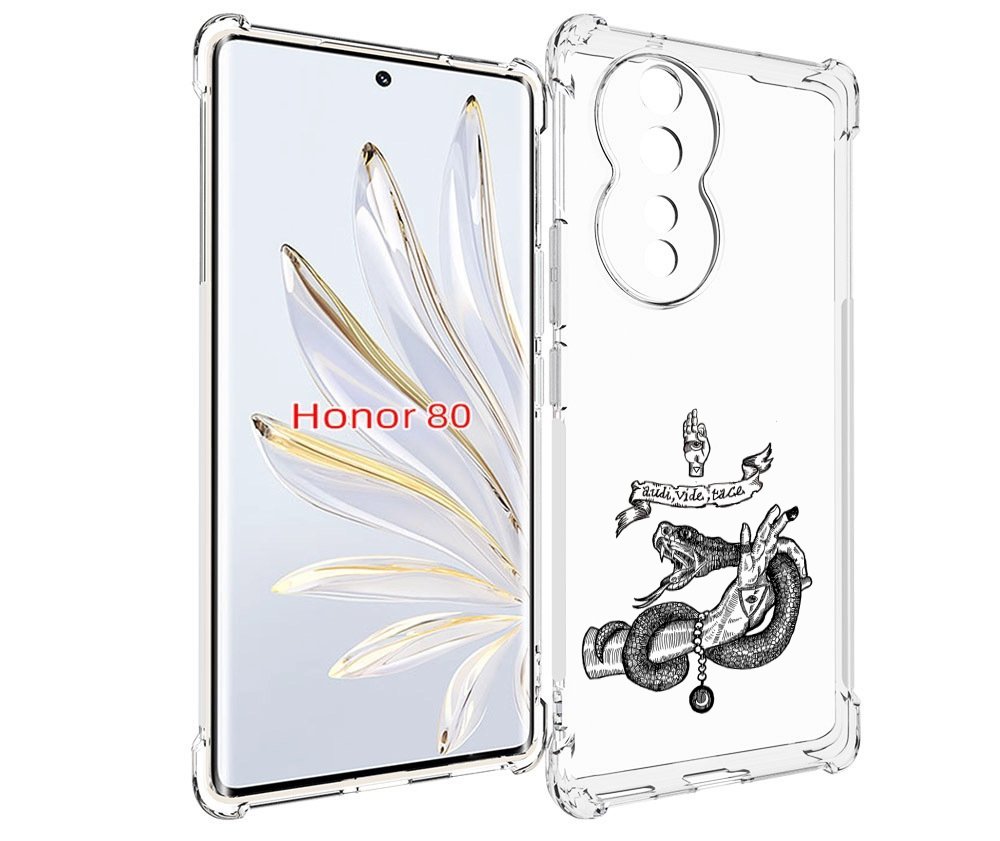 

Чехол MyPads змея на руке рисунок для Honor 80, Прозрачный, Tocco