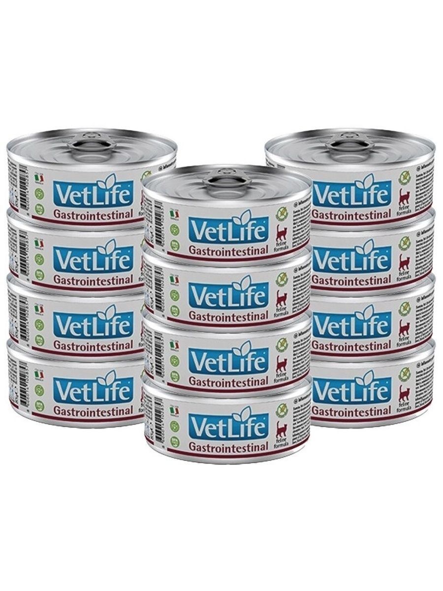 

Консервы для кошек Farmina Vet Life Gastrointestinal курица, рыба, 12шт по 85г