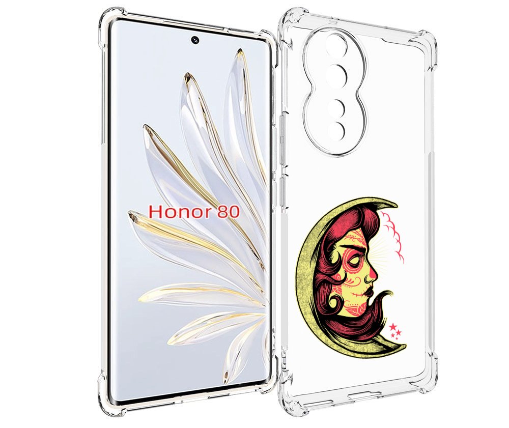 

Чехол MyPads желтый полумесяц с лицом девушки для Honor 80, Прозрачный, Tocco
