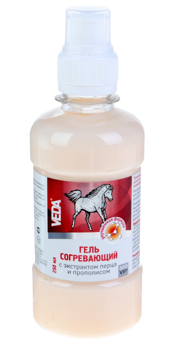 Гель согревающий для лошадей Veda ZooVip с экстрактом перца и прополисом 250 мл