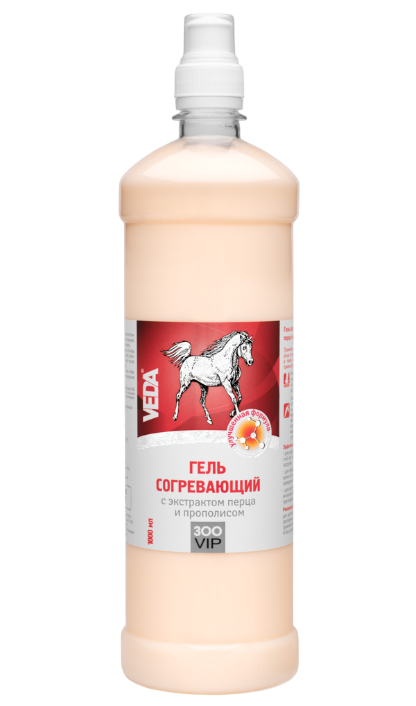 Гель согревающий для лошадей Veda ZooVip с экстрактом перца и прополисом 1000 мл