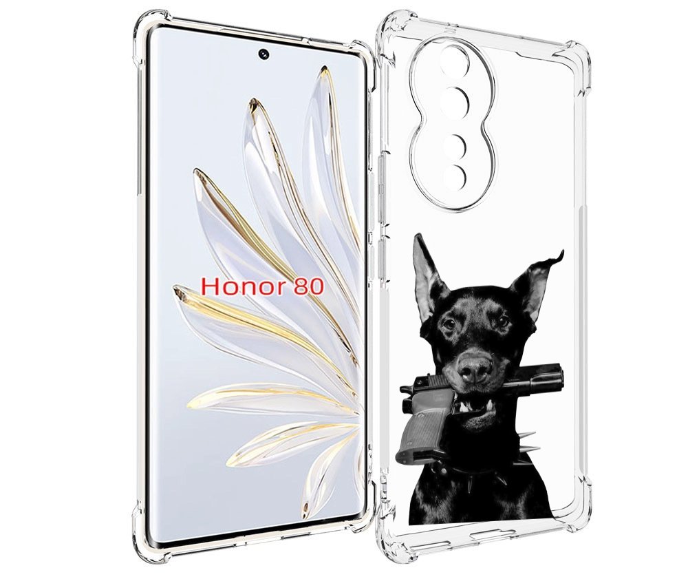 

Чехол MyPads доберман с пистолетом для Honor 80, Прозрачный, Tocco