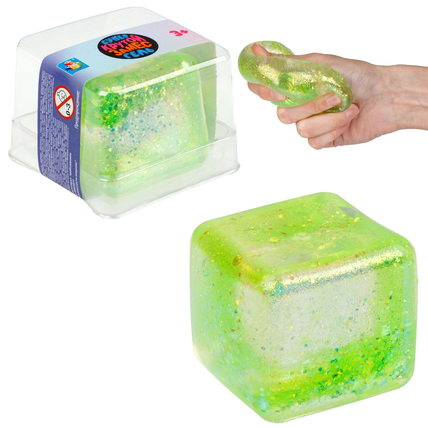 Игрушка-антистресс 1toy Крутой замес Супергель зелный куб, 5см игрушка антистресс 1toy ё ёжик зеленый 8х10 cм т23431 2