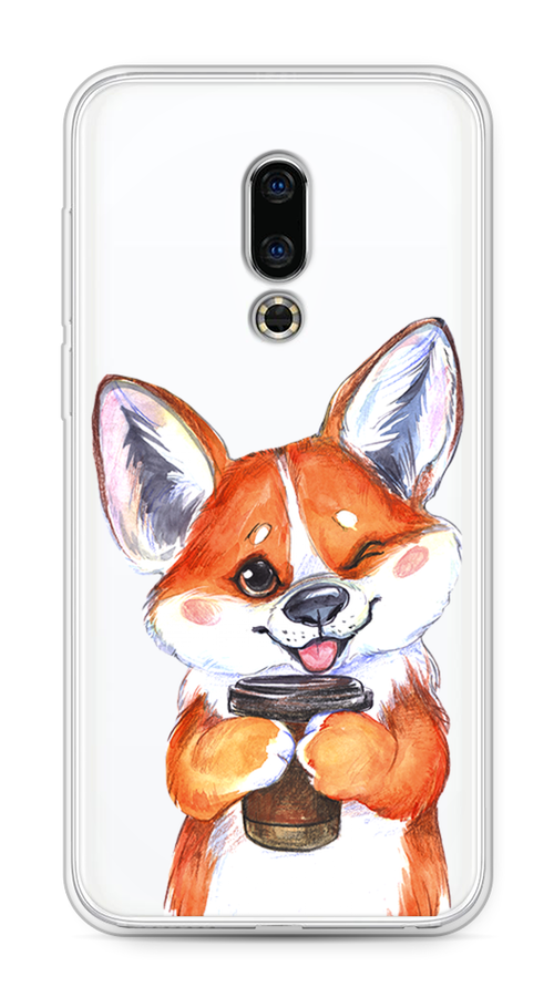 

Чехол на Meizu 16th "Корги с кофе", Оранжевый;белый, 72750-4