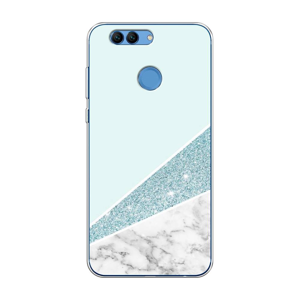 фото Чехол awog "мрамор с голубыми блестками" для huawei nova 2