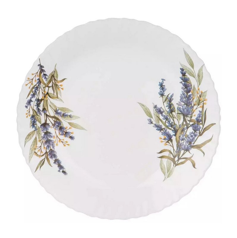 

Тарелки набор 6 шт обеденные стеклянные AGNESS LAVENDER FIELD 25 см, Белый;разноцветный