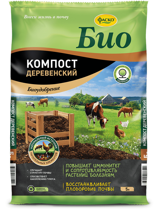 

Удобрение органоминеральное Фаско Био Компост Деревенский, 5 л