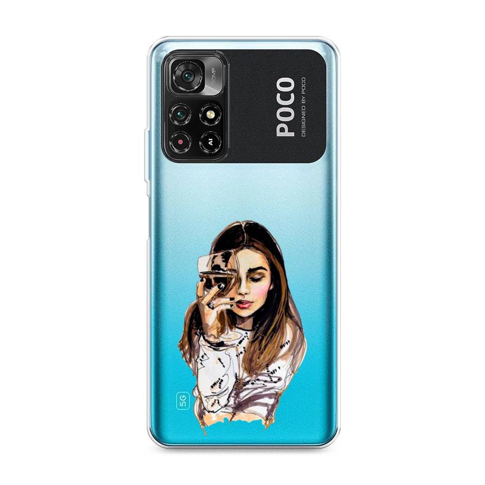 

Чехол Awog на Poco M4 Pro 5G/Redmi Note 11S 5G "Девушка с бокалом", Разноцветный, 311850-7